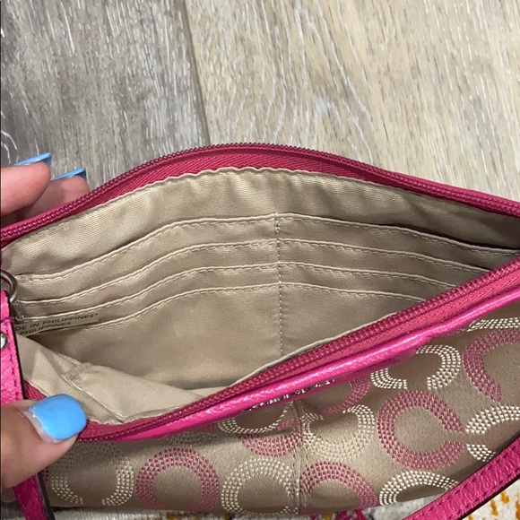 Pink and Tan small Coach wristlet - Picture 3 of 5
